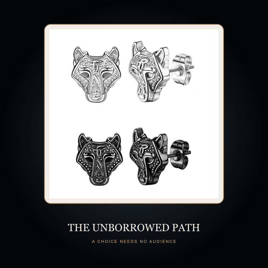 The Lone Wolf earrings in the fictional Unborrowed Path story scene
