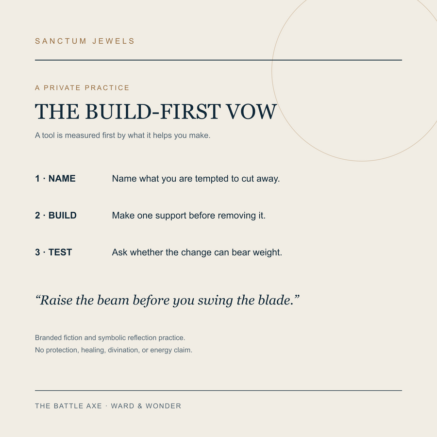 The Battle Axe Build-First Vow symbolic reflection card in English