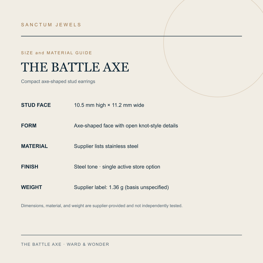 The Battle Axe size and material guide in English