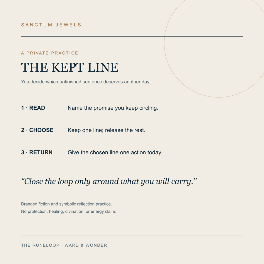 The Runeloop Kept Line symbolic reflection card in English