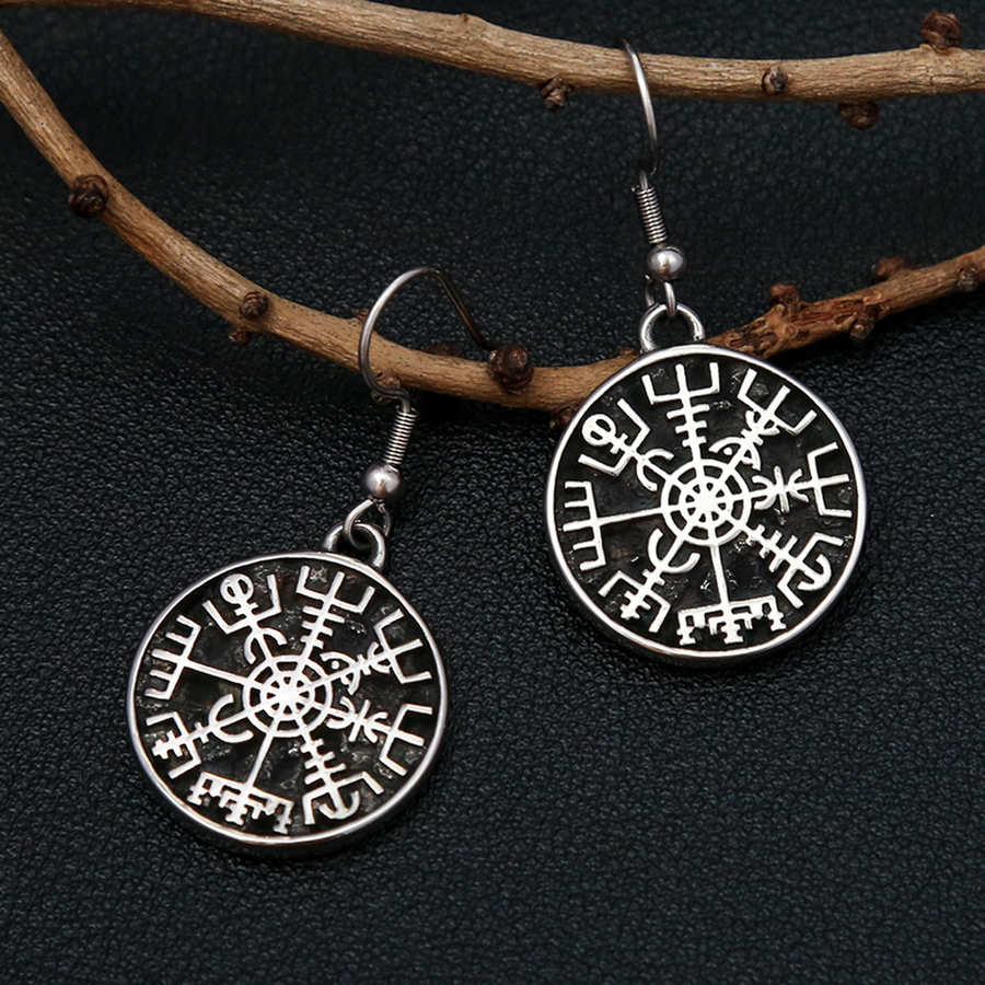 Alternate front view of The Northmark round fishhook earrings