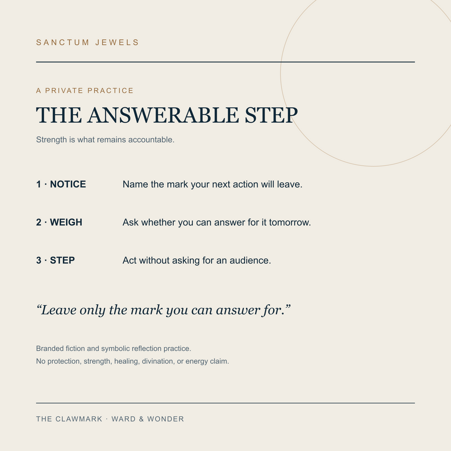 The Answerable Step symbolic reflection card for The Clawmark