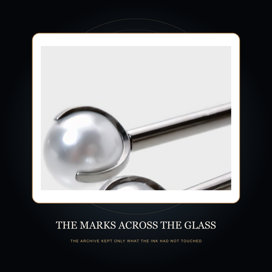 Partial white pearl-like top in the fictional Marks Across the Glass story scene