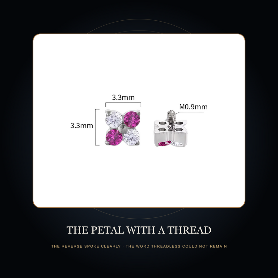 Pink-and-clear size and reverse card in the fictional Petal With a Thread story scene
