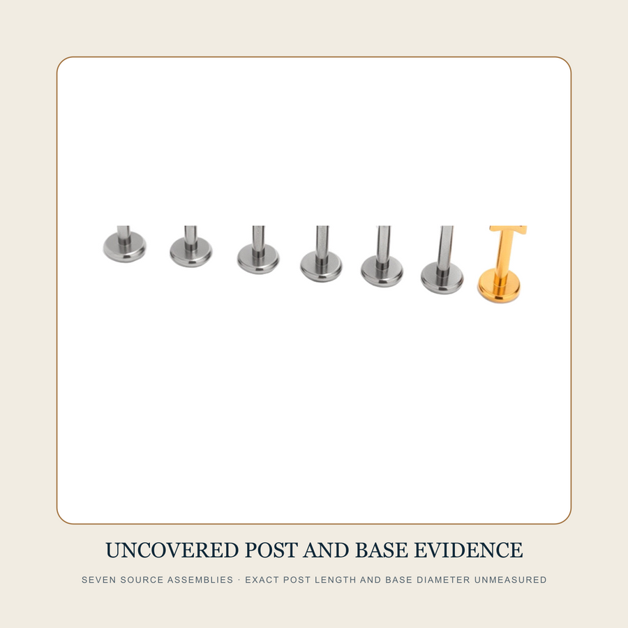 Uncovered lower post and flat-base regions from seven four-lobed accent source assemblies