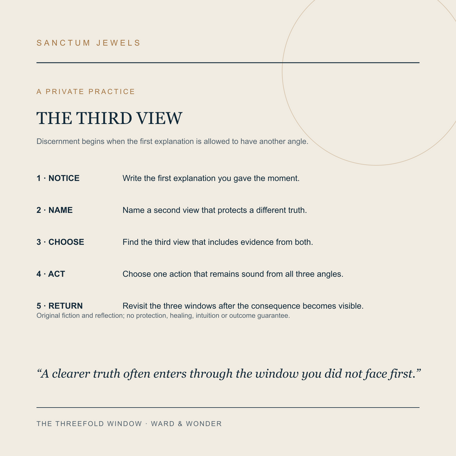 The Threefold Window symbolic Third View private practice card in English
