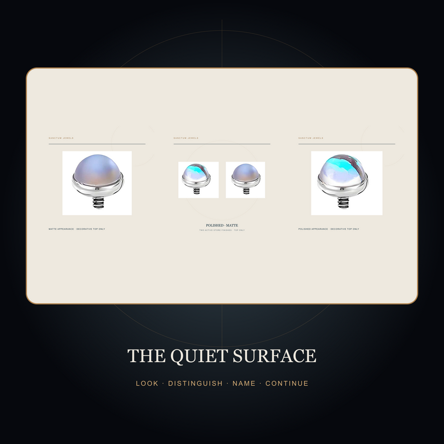 The Moonwell — 5 mm Two-Finish Decorative Jewelry Top — the quiet surface