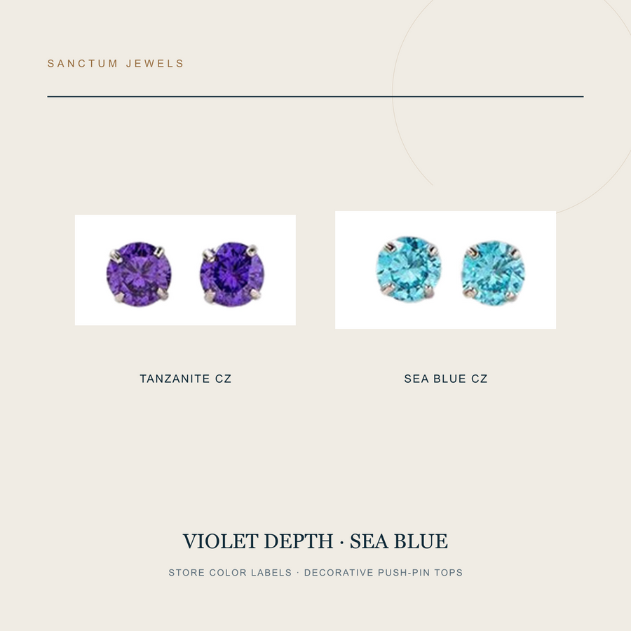 The Brightseed — Four-Color Push-Pin Jewelry Top — tanzanite sea blue