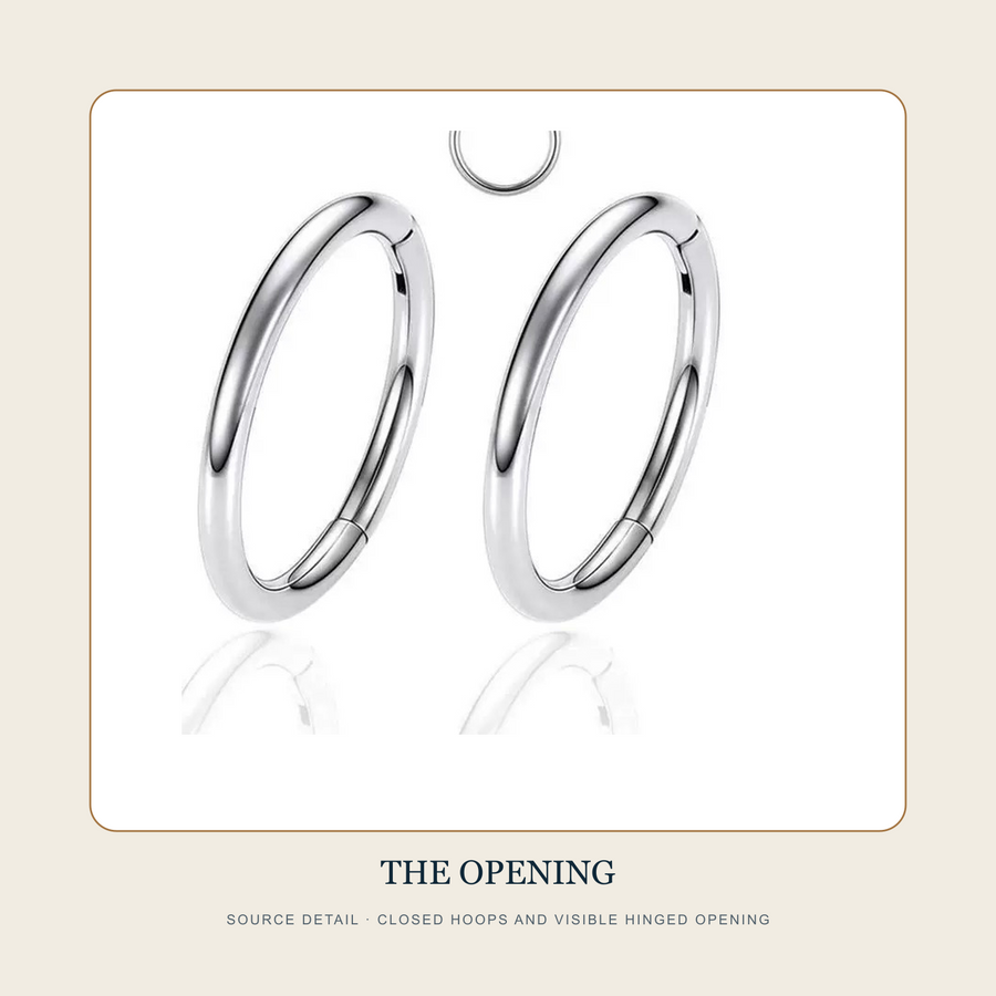 Source detail of The Uncolored Circle closed hoops and visible hinged opening