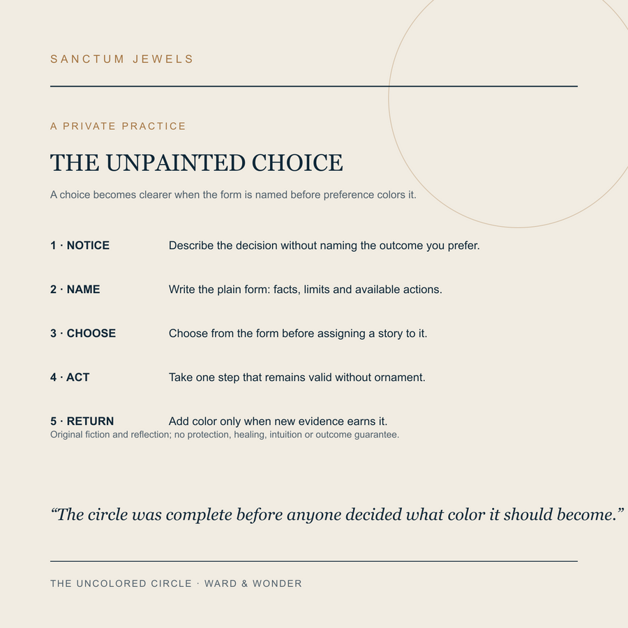 The Uncolored Circle symbolic Unpainted Choice private practice card in English