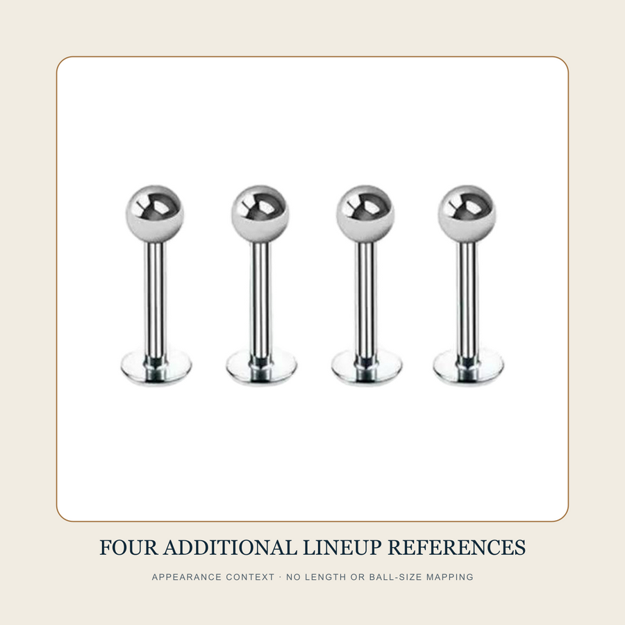 Four additional ball-end flat-back stud source references without numerical size mapping