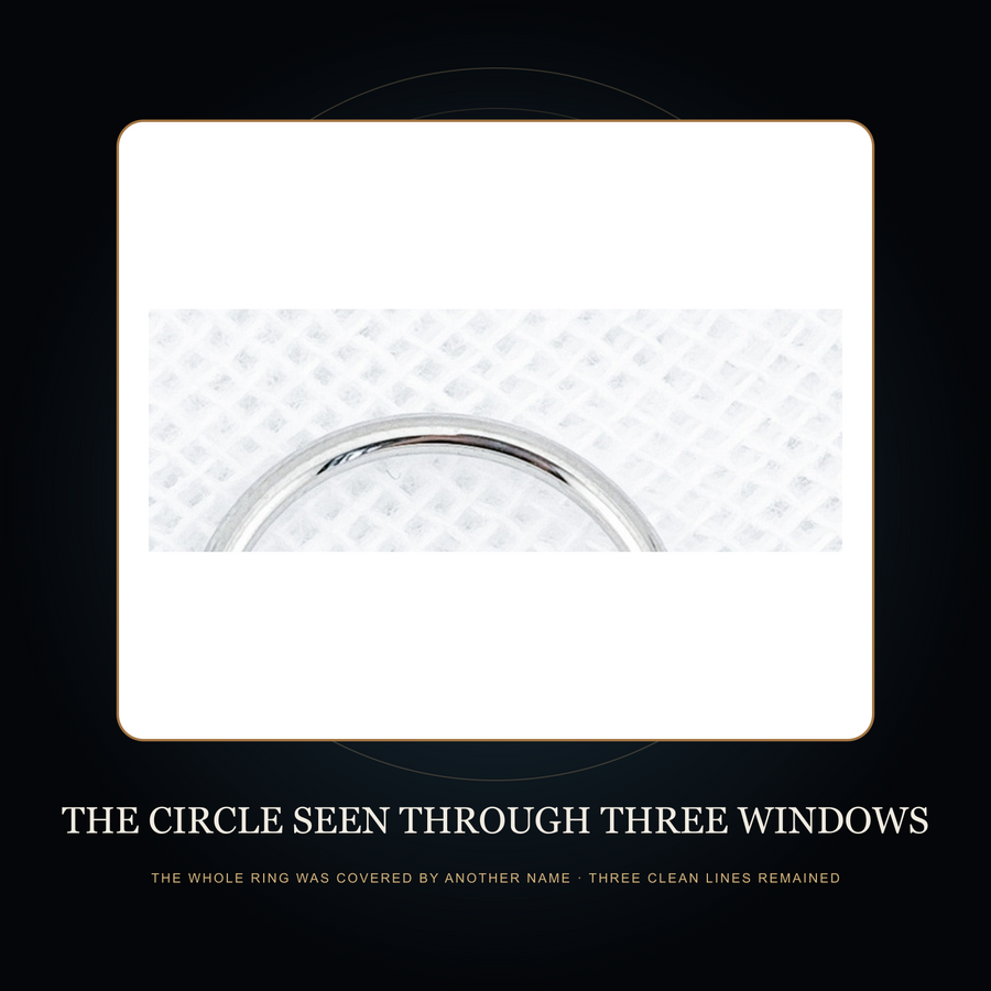 Partial clean upper arc in the fictional Circle Seen Through Three Windows story scene