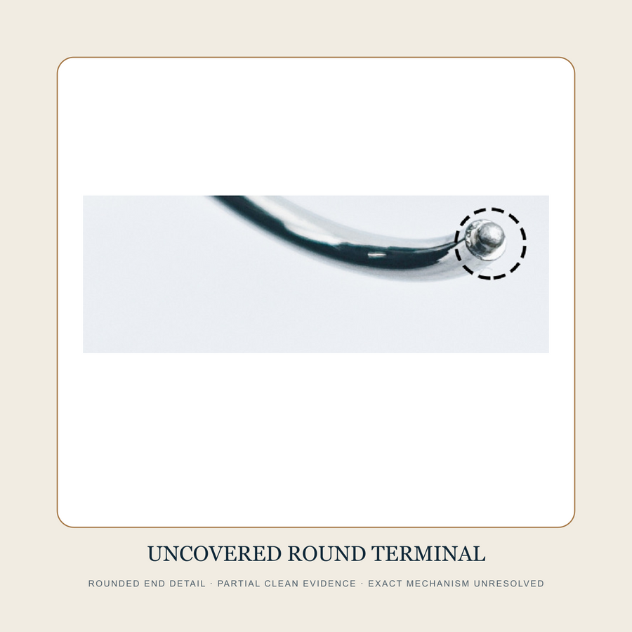 Unwatermarked rounded terminal detail from a plain steel-tone hoop source image
