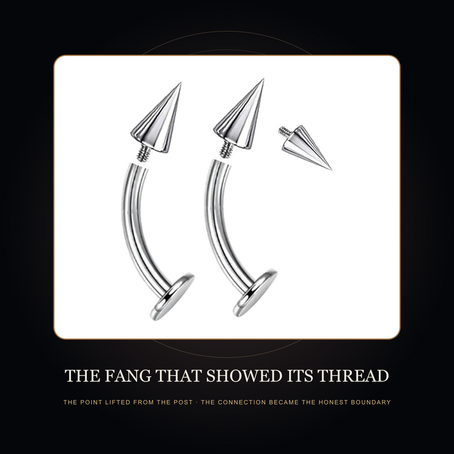Separated cone and post witnesses in the fictional Fang That Showed Its Thread story scene