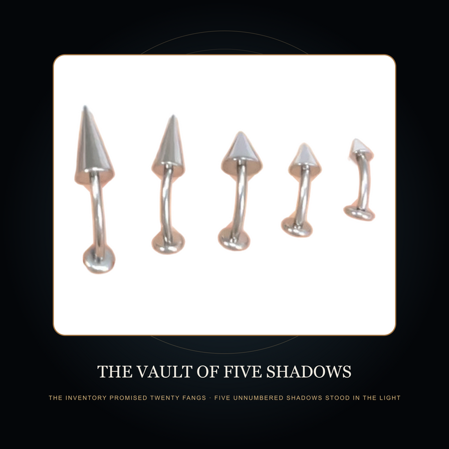Five complete cone-end assemblies in the fictional Vault of Five Shadows story scene