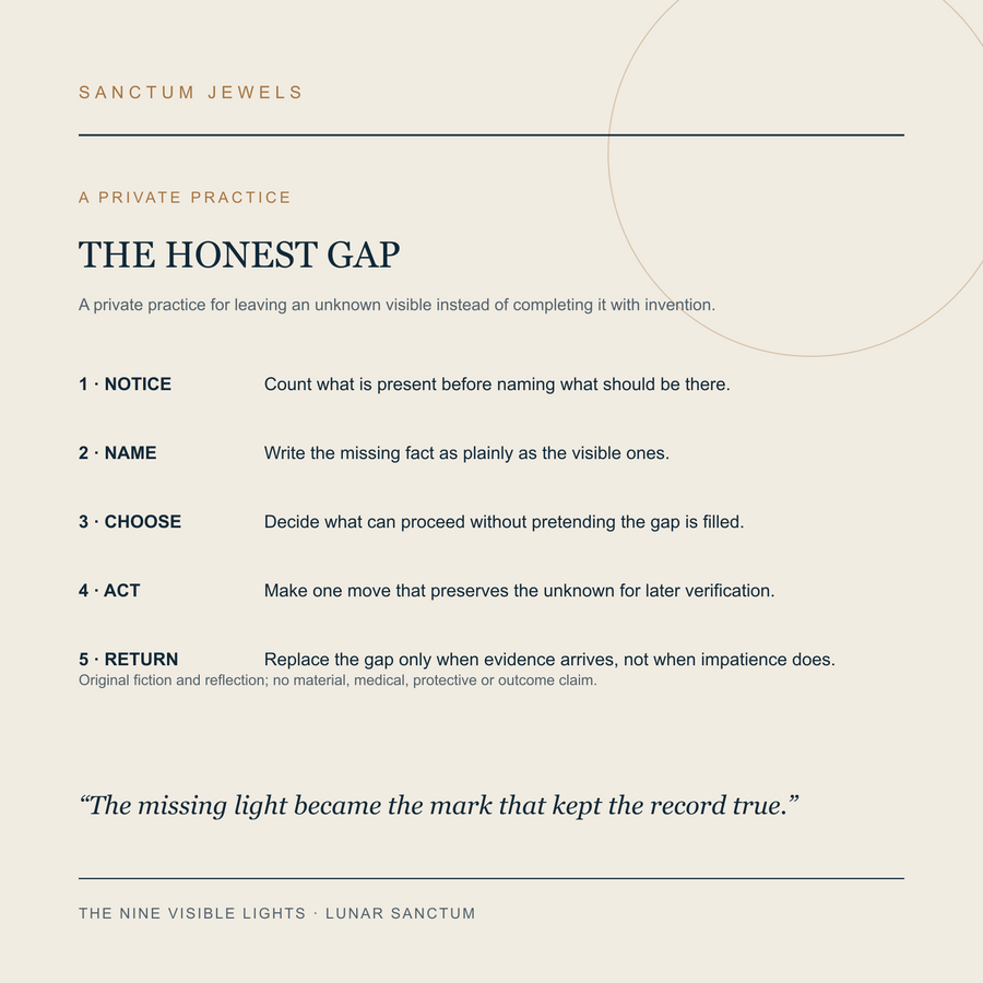 The Nine Visible Lights symbolic Honest Gap private practice card in English