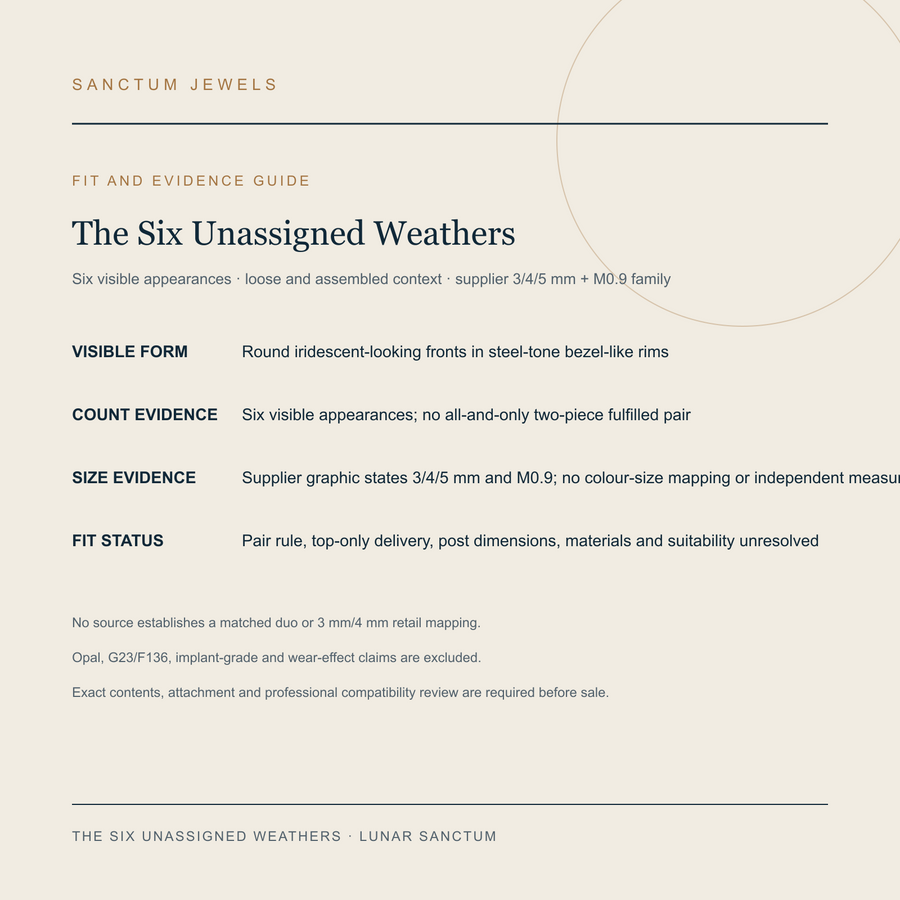 The Six Unassigned Weathers English count, supplier-size and unresolved fit evidence guide