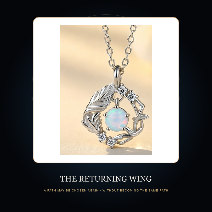 The Returning Wing necklace in the fictional Lunar Archive story scene