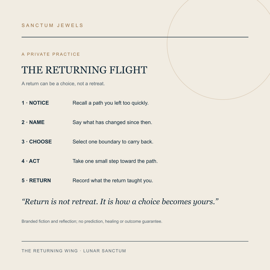 The Returning Wing symbolic Returning Flight practice card in English