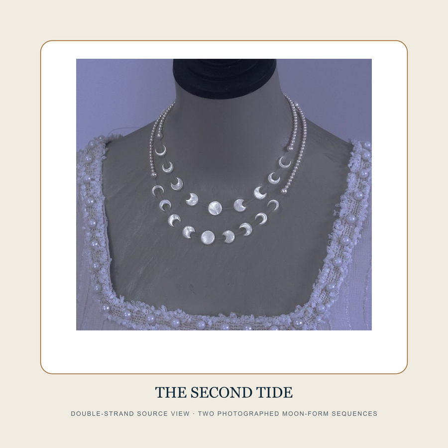 Double Moon Line source view of The Second Tide layered moon-form necklace