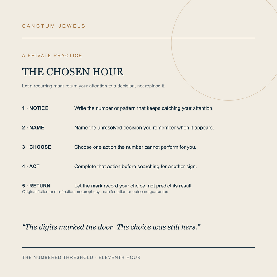 The Numbered Threshold symbolic Chosen Hour private practice card in English