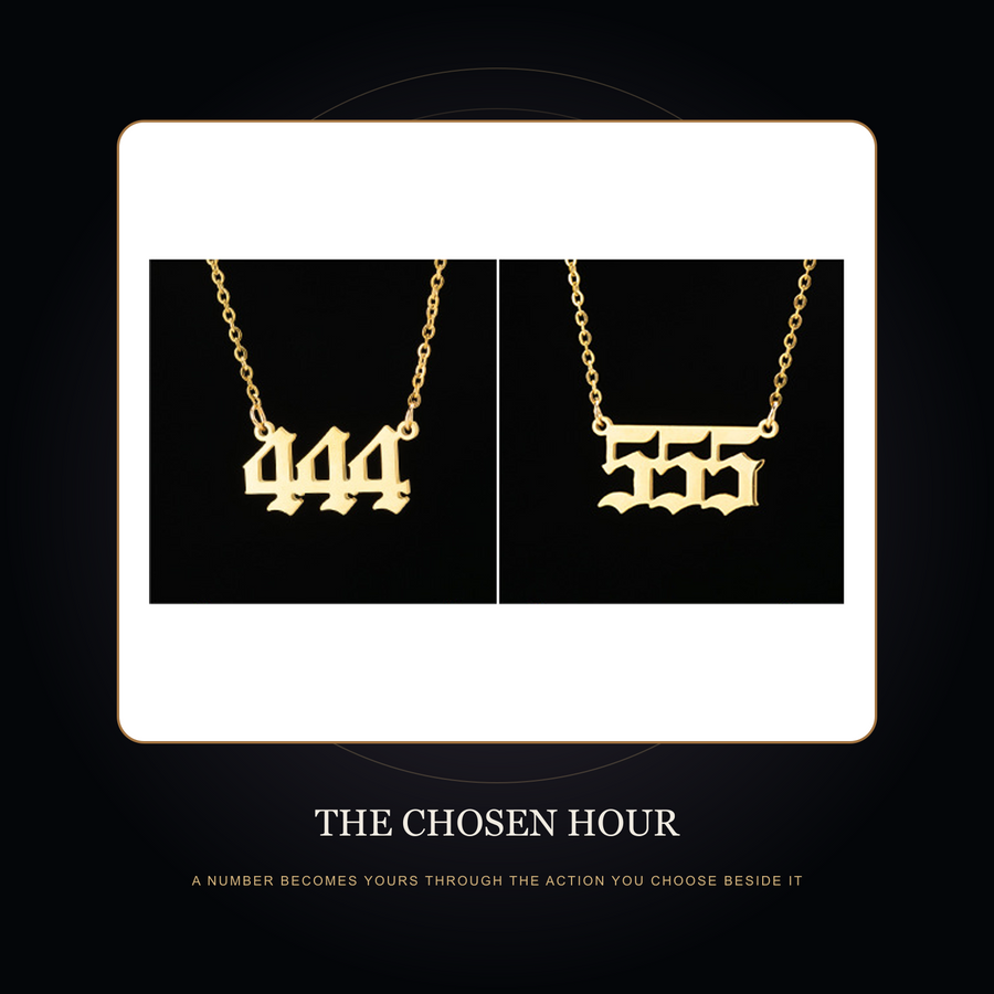 The Numbered Threshold necklaces in the fictional Chosen Hour threshold story scene