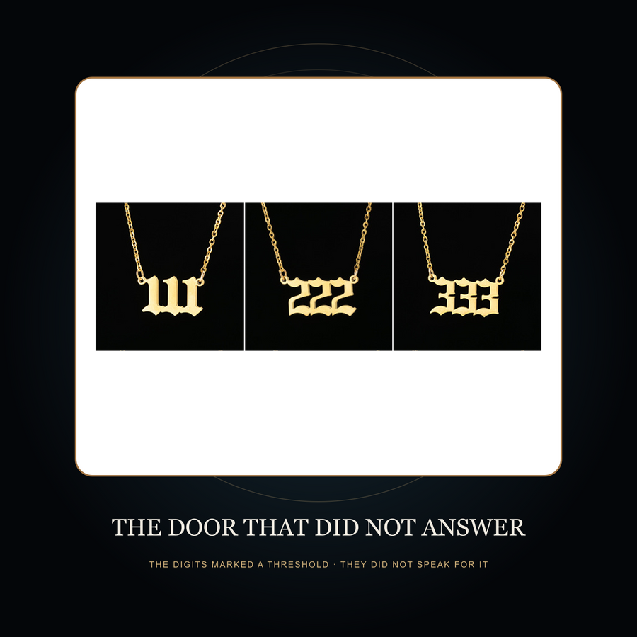 The Numbered Threshold necklaces in the fictional Door That Did Not Answer Night Archive scene
