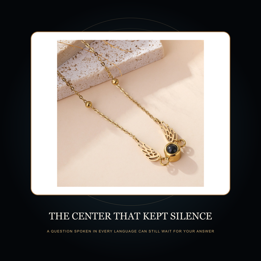 The Untranslated Question necklace in the fictional Center That Kept Silence Night Archive scene