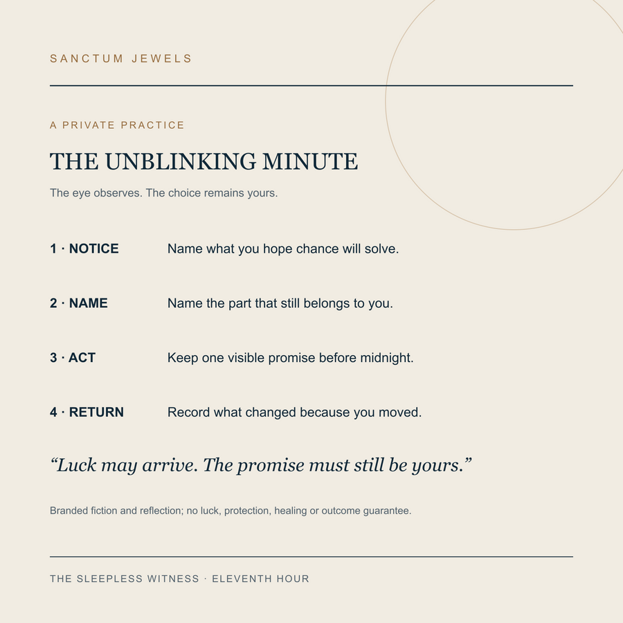 The Sleepless Witness Unblinking Minute symbolic reflection card in English
