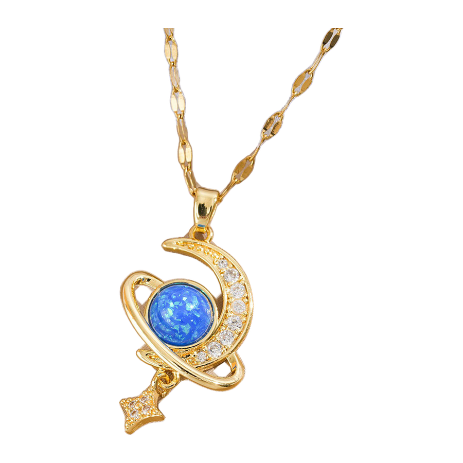 Saturn option for The Little Orbit gold-tone blue-centered necklace
