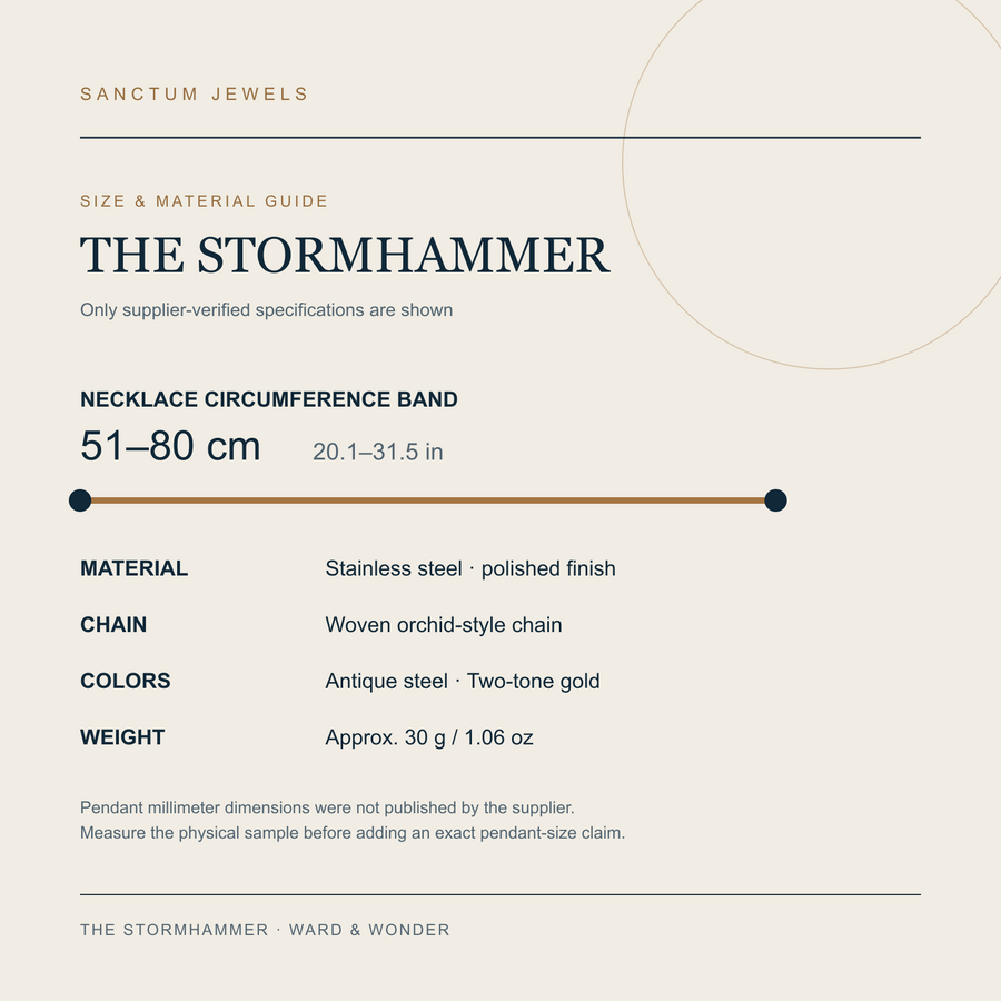 The Stormhammer verified chain range, material, colors, and weight guide