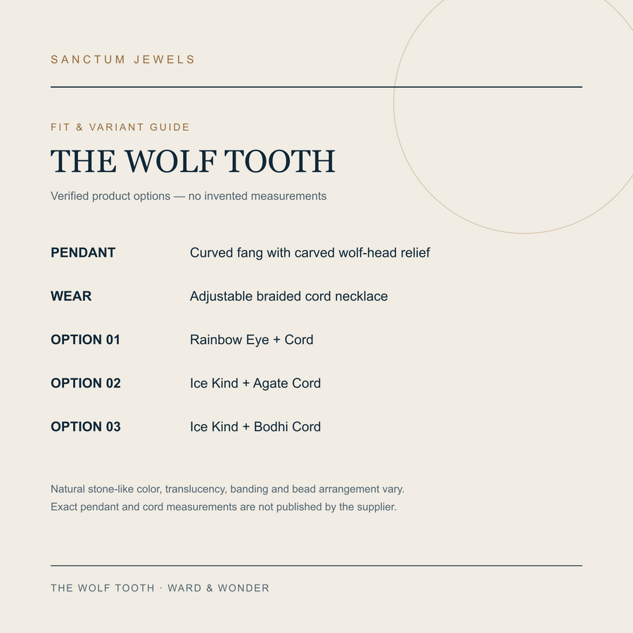 The Wolf Tooth adjustable fit and three verified necklace option guide in English