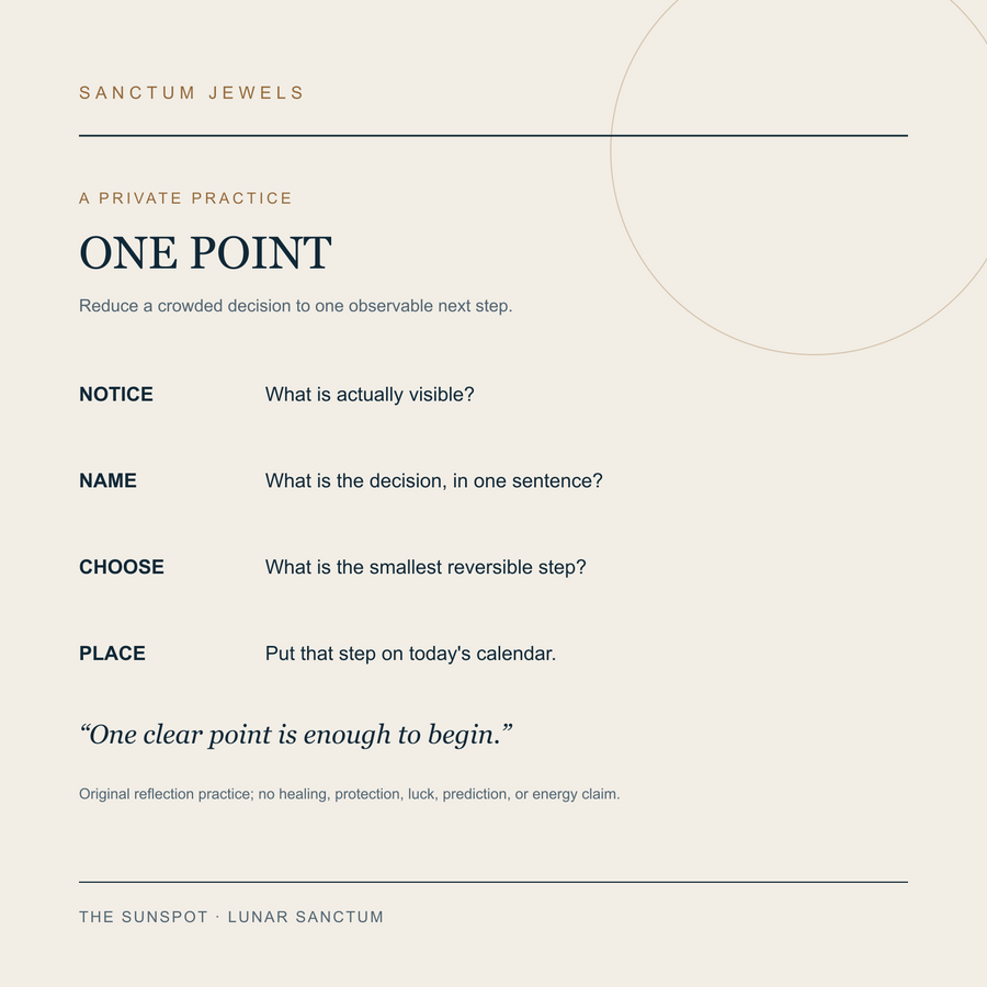 One Point symbolic reflection card for The Sunspot