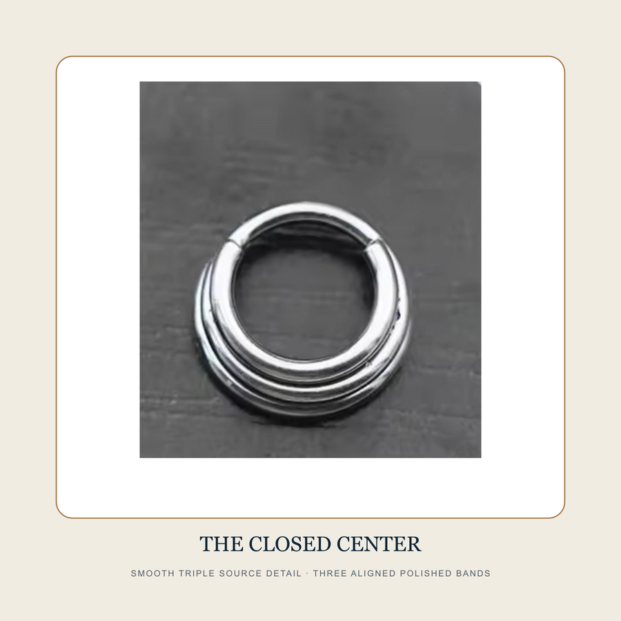 Closed Smooth Triple source detail showing three aligned polished bands around one center