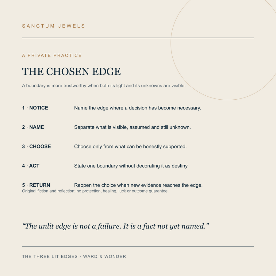 The Three Lit Edges symbolic Chosen Edge private practice card in English