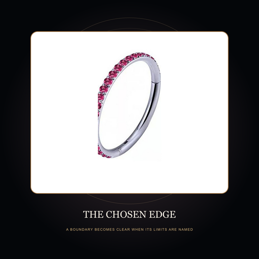 The Three Lit Edges hoop in the fictional Chosen Edge threshold story scene