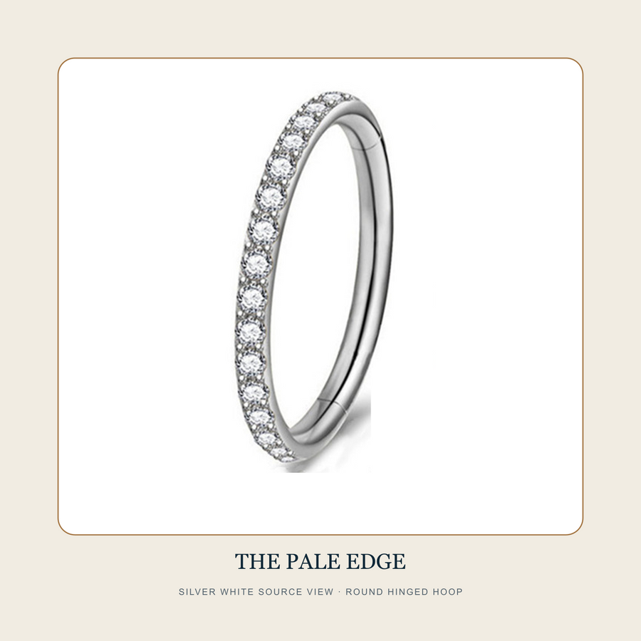 Silver White source view of The Three Lit Edges round hinged accent hoop