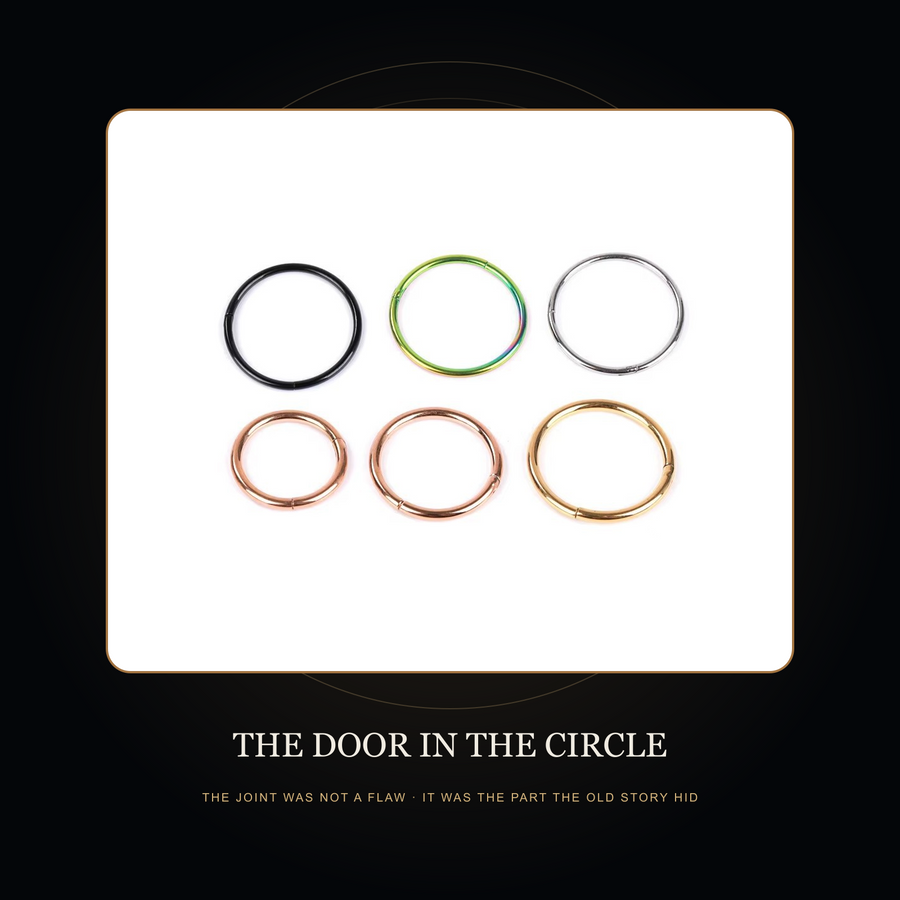 Six hoop samples with visible joints in the fictional Door in the Circle story scene