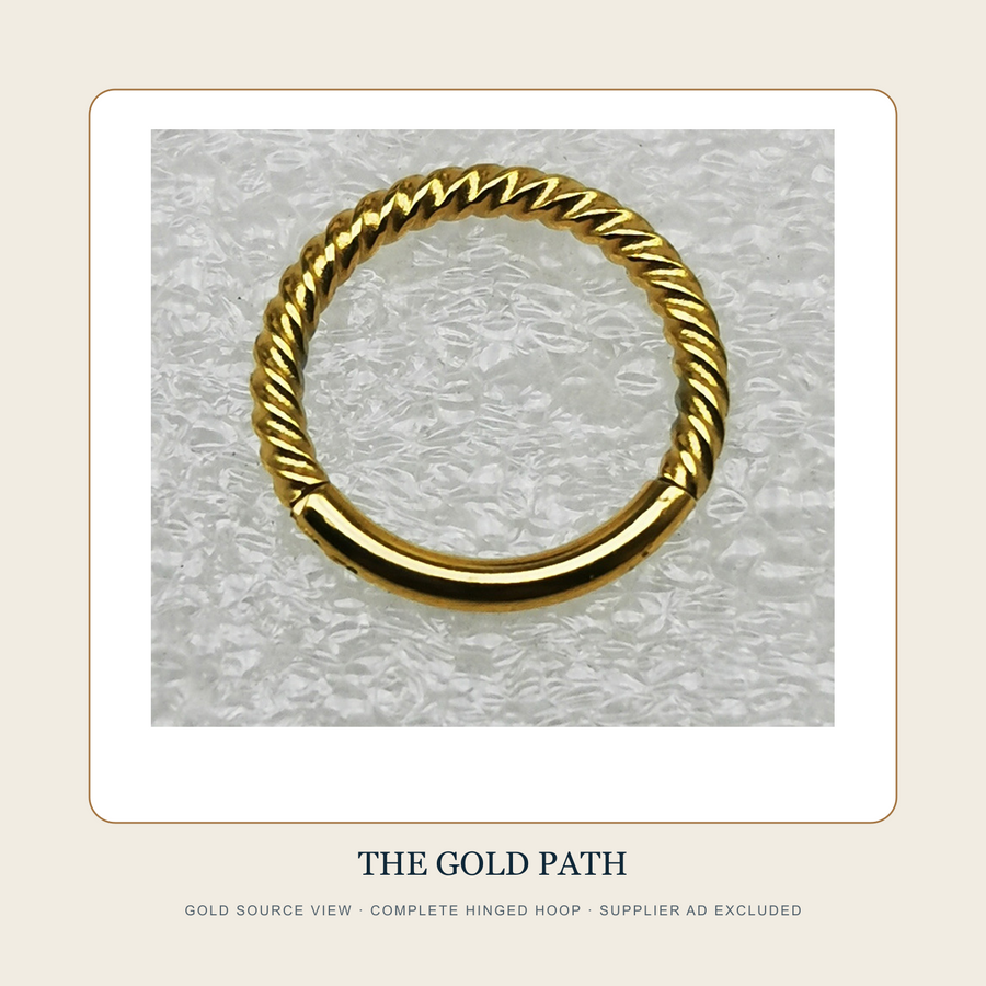 Gold source view of The Two-Strand Path complete hinged hoop with supplier advertising excluded