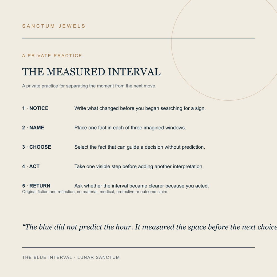 The Blue Interval symbolic Measured Interval private practice card in English