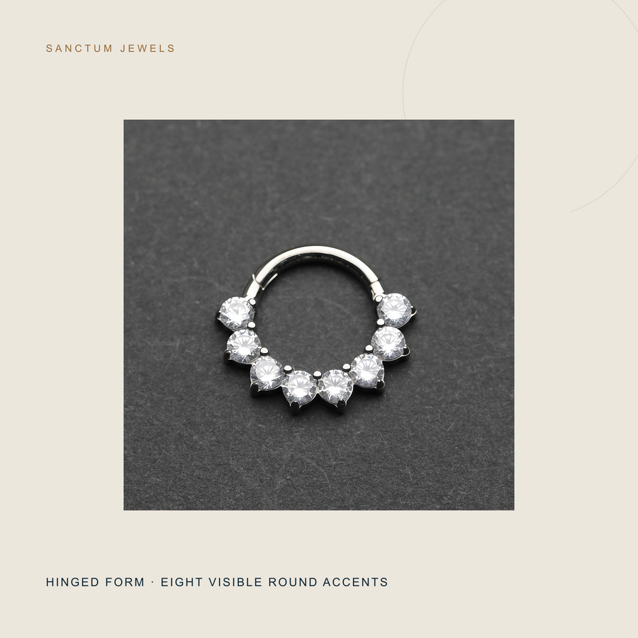 The Inner Gate — 8 mm Hinged Pavé Ring — silver detail