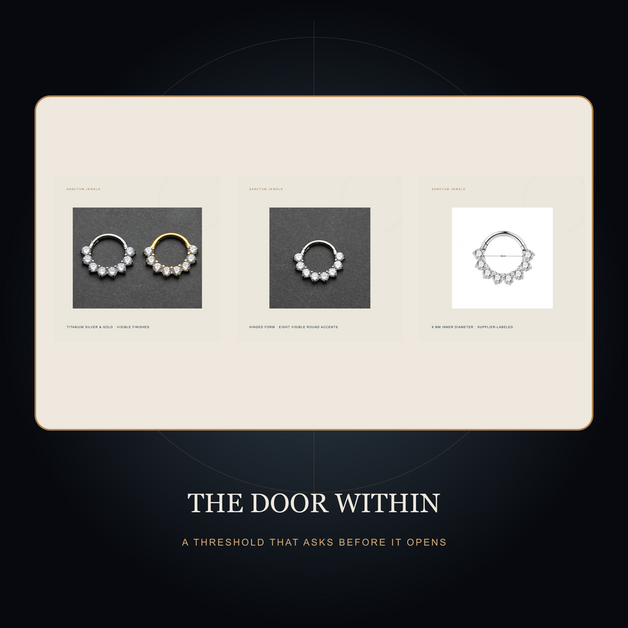 The Inner Gate — 8 mm Hinged Pavé Ring — the door within