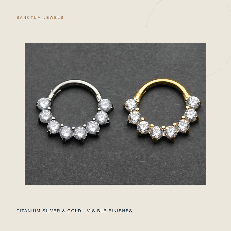 The Inner Gate — 8 mm Hinged Pavé Ring — two finishes