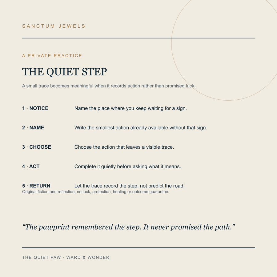 The Quiet Paw symbolic Quiet Step private practice card in English