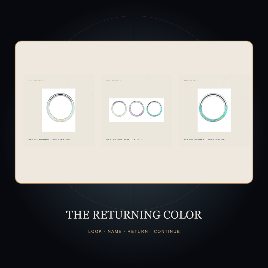 The Opal Orbit — Color-Inlay Hinged Hoop — the returning color