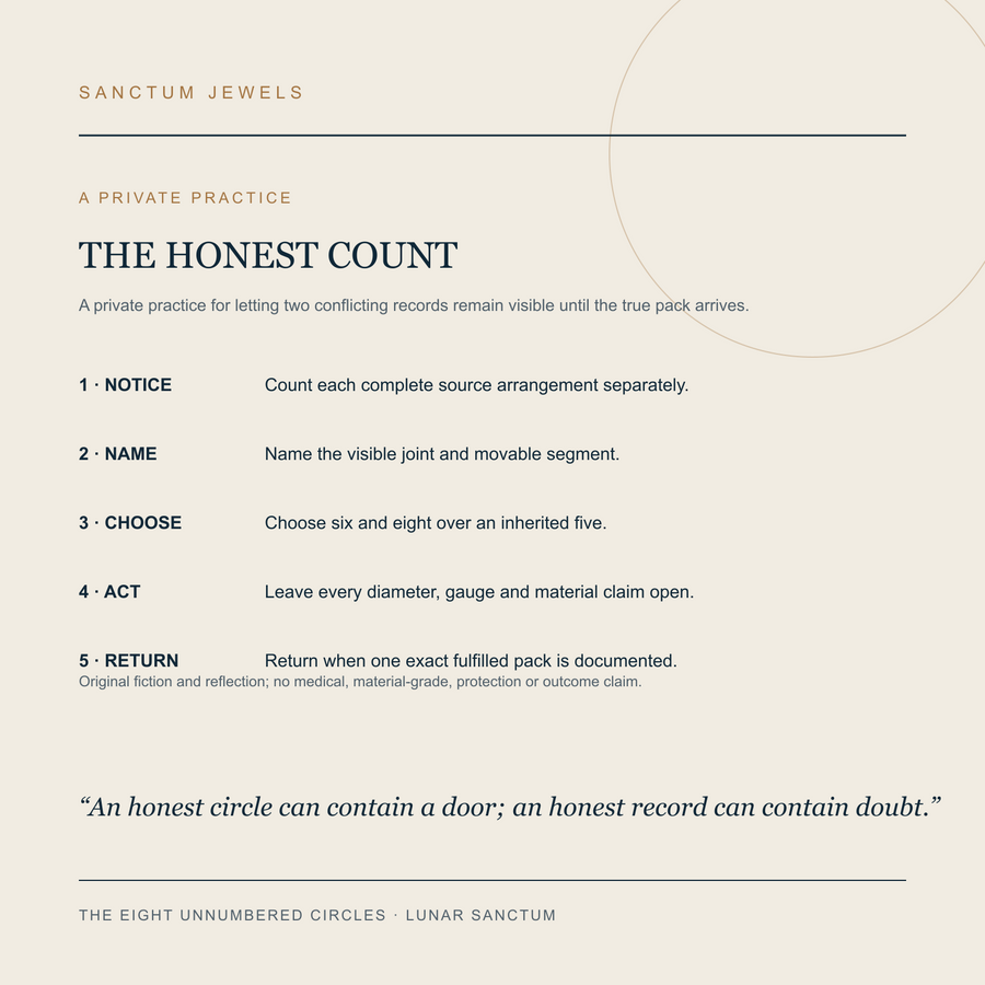 The Eight Unnumbered Circles symbolic Honest Count private practice card in English