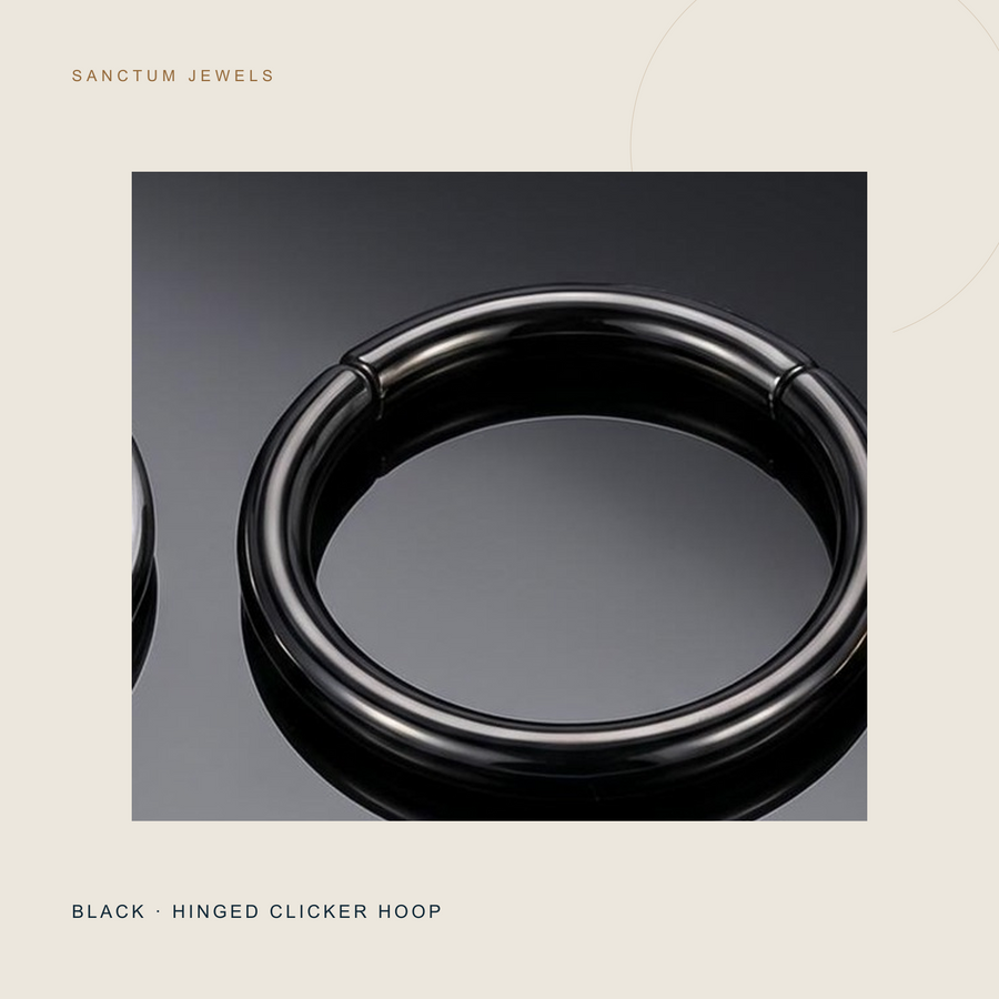 Black finish Everyday Halo plain hinged clicker hoop