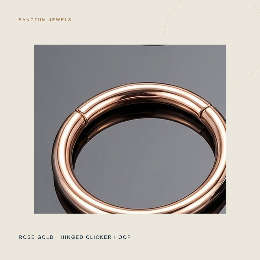 Rose Gold finish Everyday Halo plain hinged clicker hoop