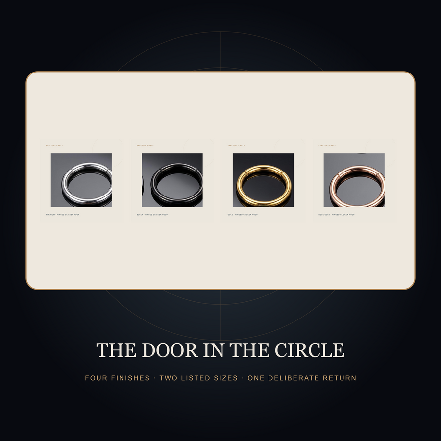 The Door in the Circle original branded story scene showing four finishes