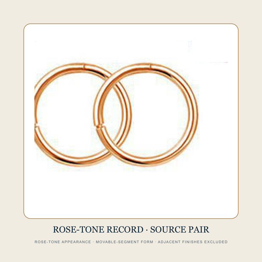 Clean source pair of rose-tone plain circular hoops with visible joints